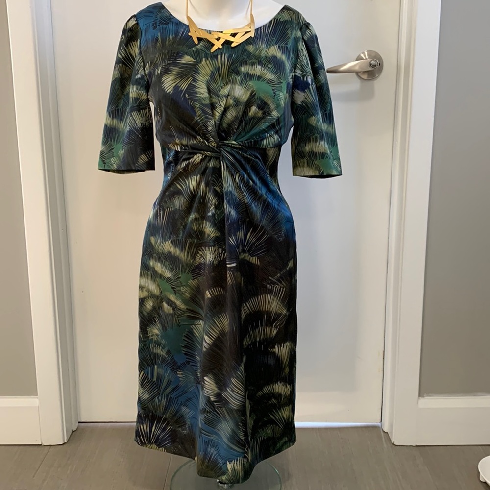 TAHARI green satin dress